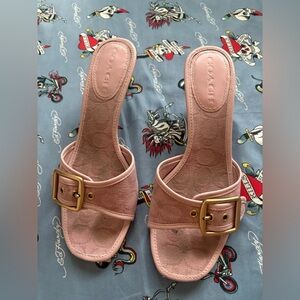 Coach Blush Pink Sandals with Gold Buckle